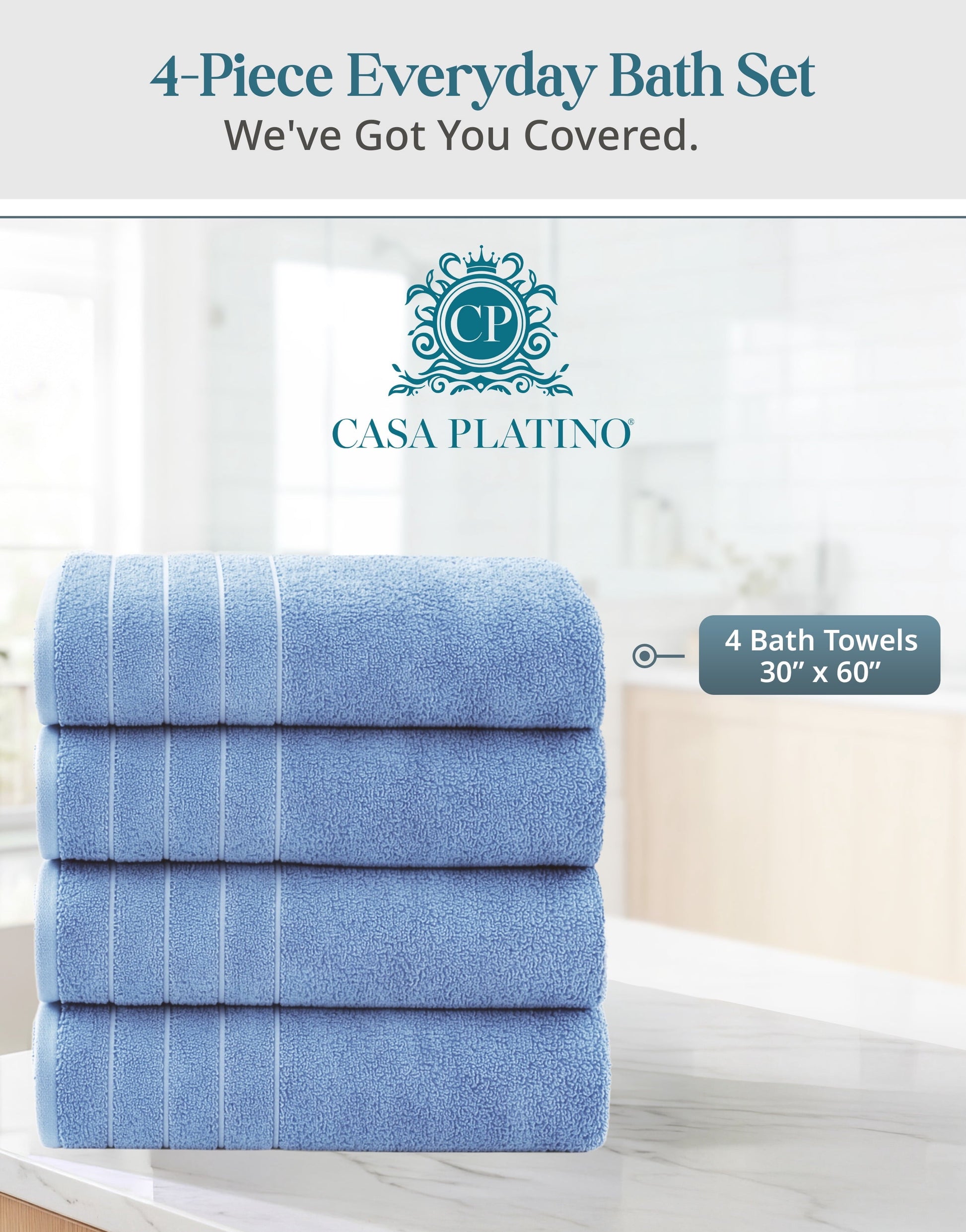 4-Piece Cotton Bath Towels Set