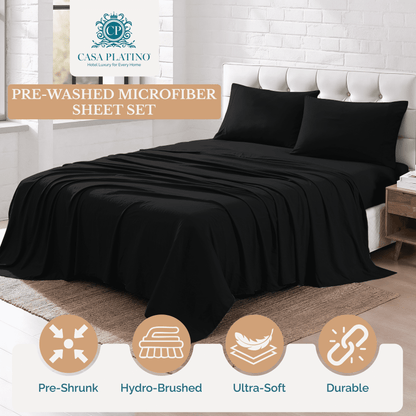 Washed Microfiber Sheet Set cp-gallery: color=Black