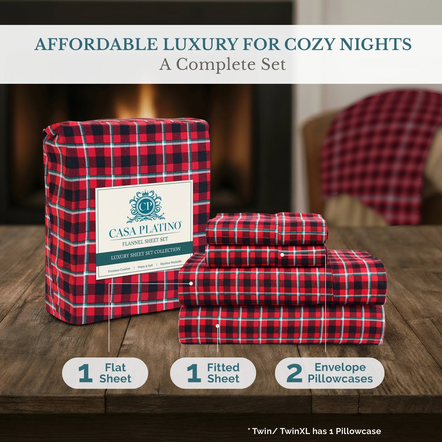 Flannel Sheet Set cp-gallery: color=Red Check