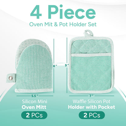 Kitchen Set - Oven Mitts, Pot Holders & Towels cp-gallery: color=Sage; size=4 Piece Set