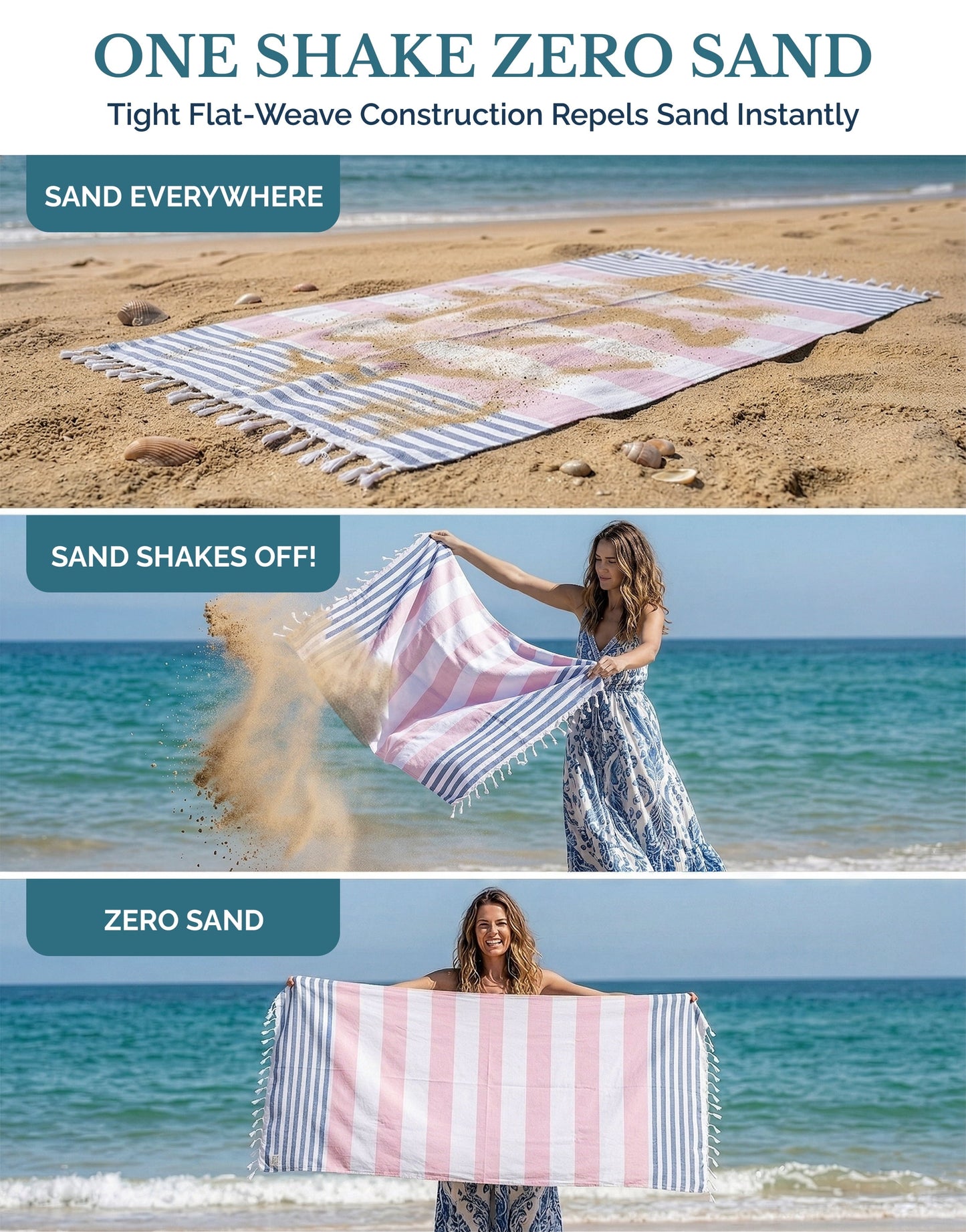 6-Piece Hammam Beach Towels Diamond Weave Set cp-gallery: color=Old Glory; size=6 Piece Set