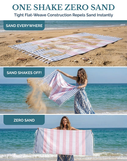 6-Piece Hammam Beach Towels Diamond Weave Set cp-gallery: color=Old Glory; size=6 Piece Set