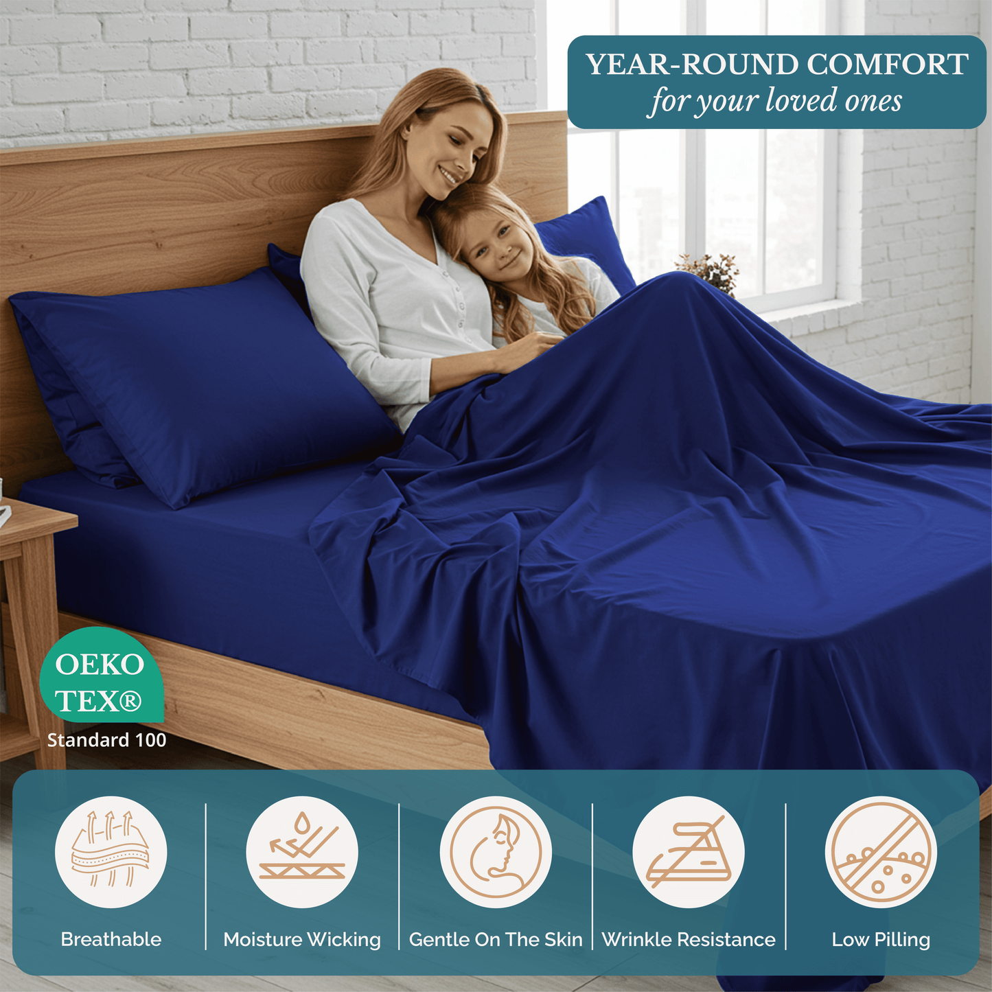 Washed Microfiber Sheet Set cp-gallery: color=Navy
