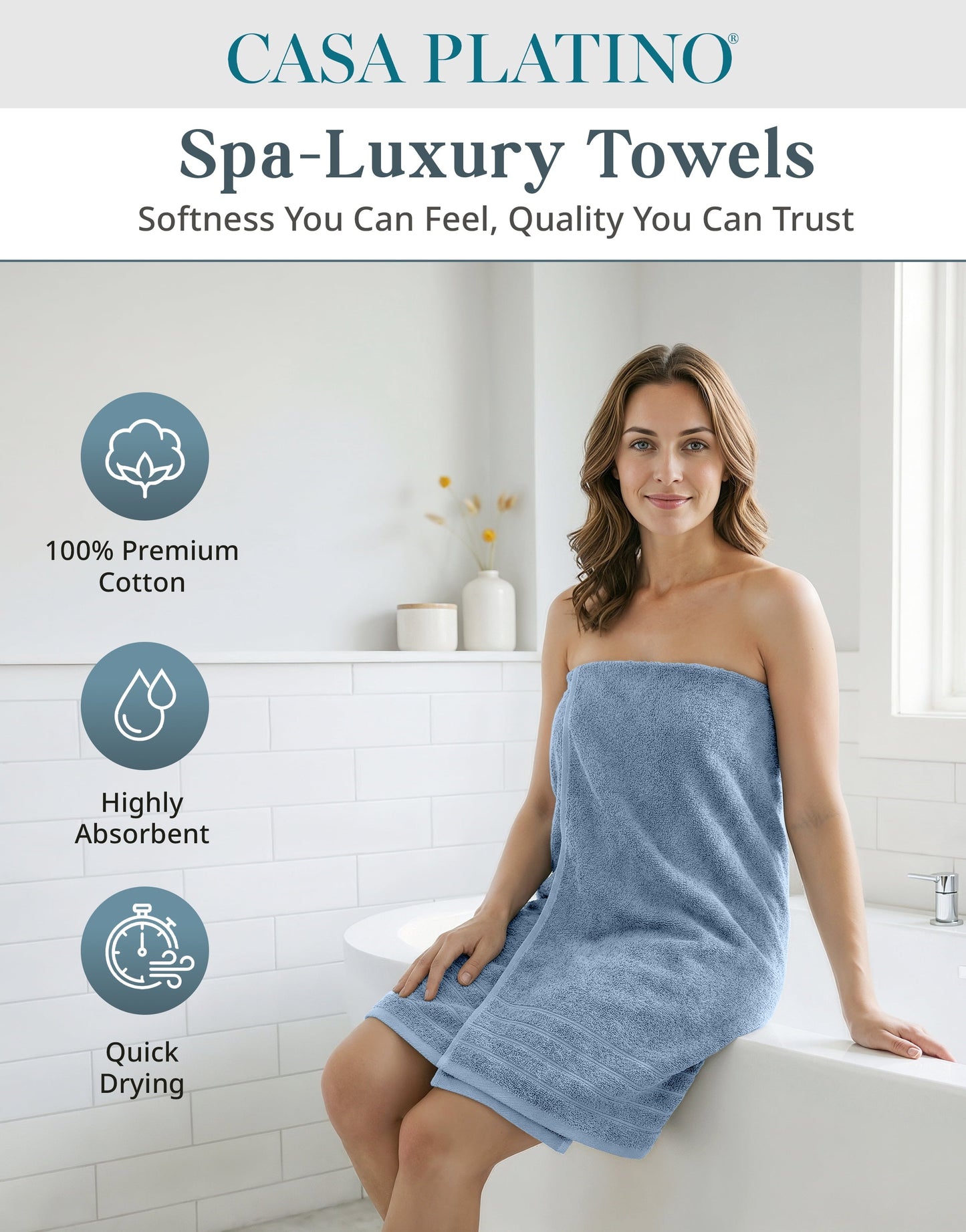 24-Piece Cotton Bath Towel Set cp-gallery: color=Cerulean Blue; size=24 Piece Set
