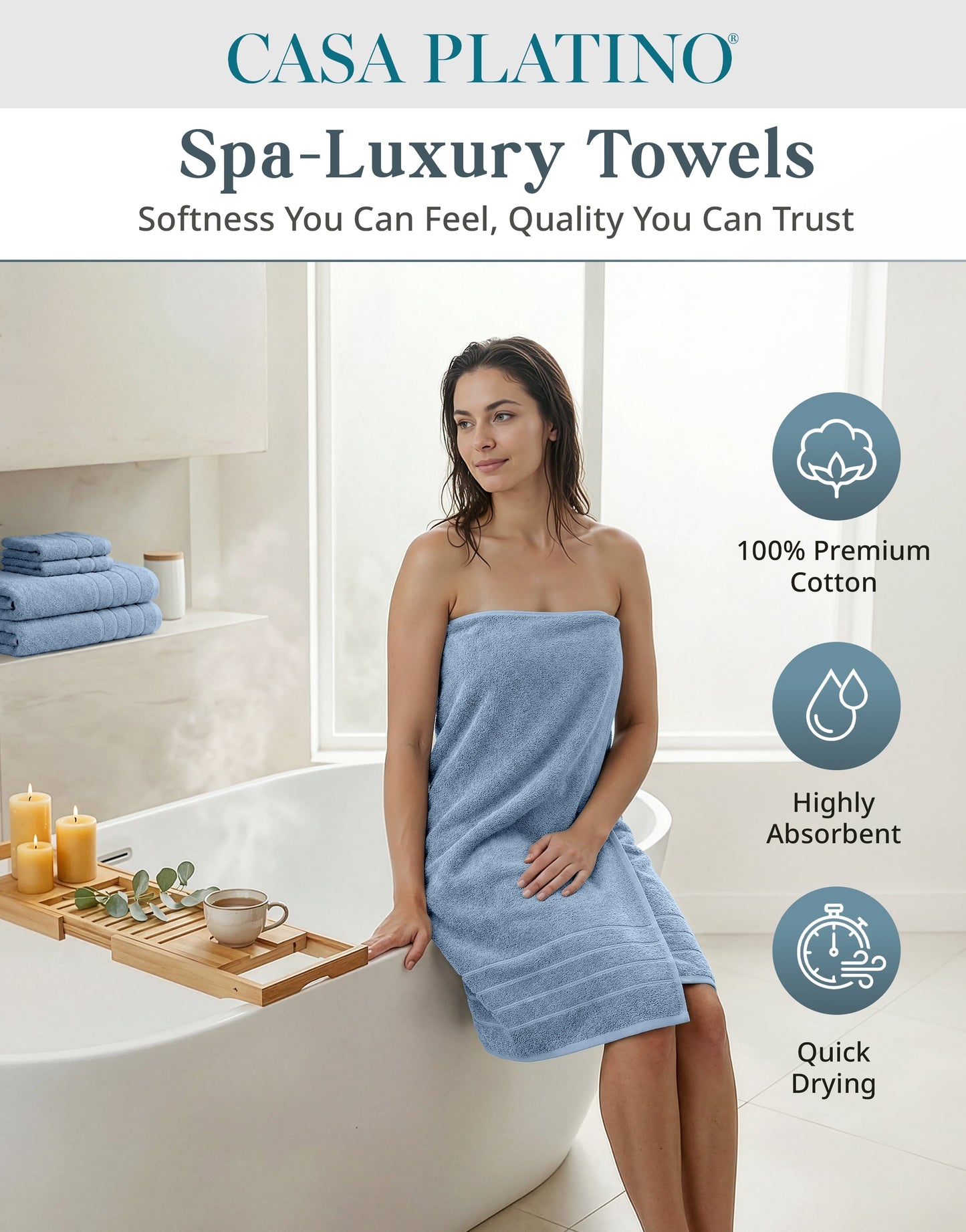 12-Piece Cotton Bath Towel Set cp-gallery: color=Cerulean Blue; size=12 Piece Set
