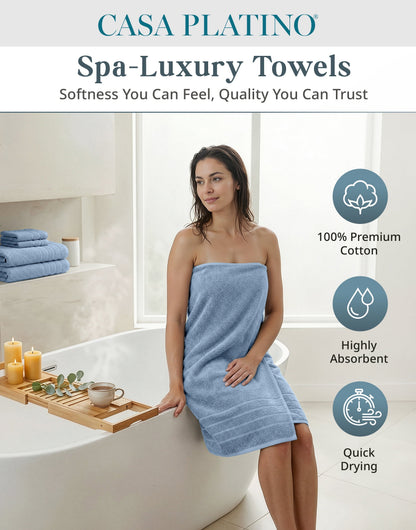 12-Piece Cotton Bath Towel Set cp-gallery: color=Cerulean Blue; size=12 Piece Set