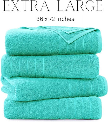 4-Piece Oversized Bath Sheets Set cp-gallery: color=Aqua Sky; size=4 Piece Set