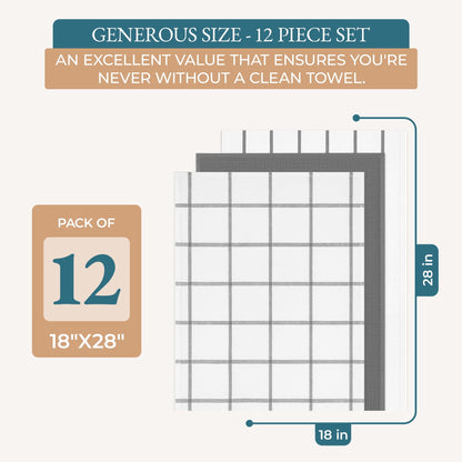 Multi-Weave Kitchen Towel Set cp-gallery: color=Grey; size=12 Piece Set