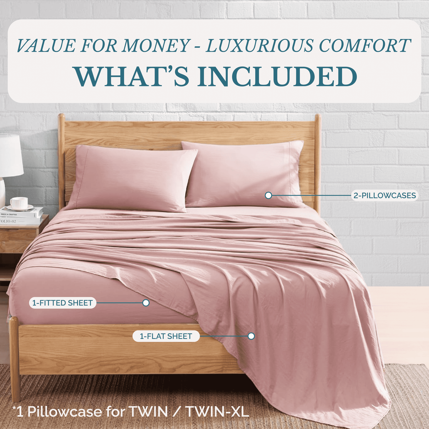 Washed Microfiber Sheet Set cp-gallery: color=Sepia Rose; size=Split King