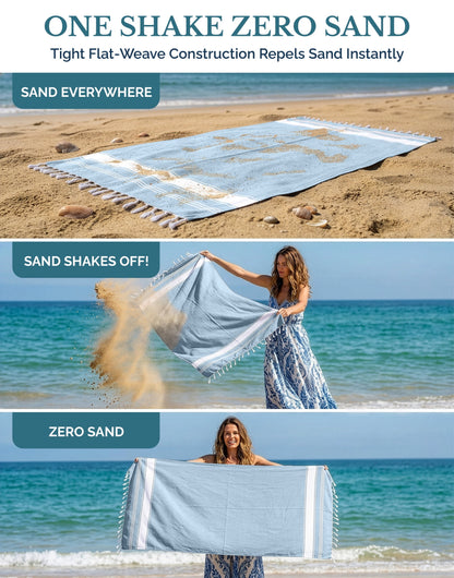 Cotton Hammam Beach Towels Multi-Pack cp-gallery: color=Sky Blue; size=4 Piece Set