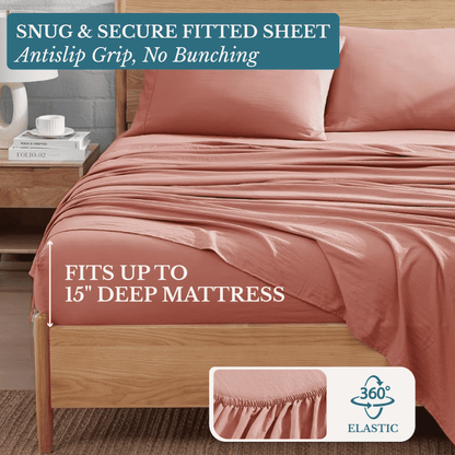 Washed Microfiber Sheet Set cp-gallery: color=Rose Dawn