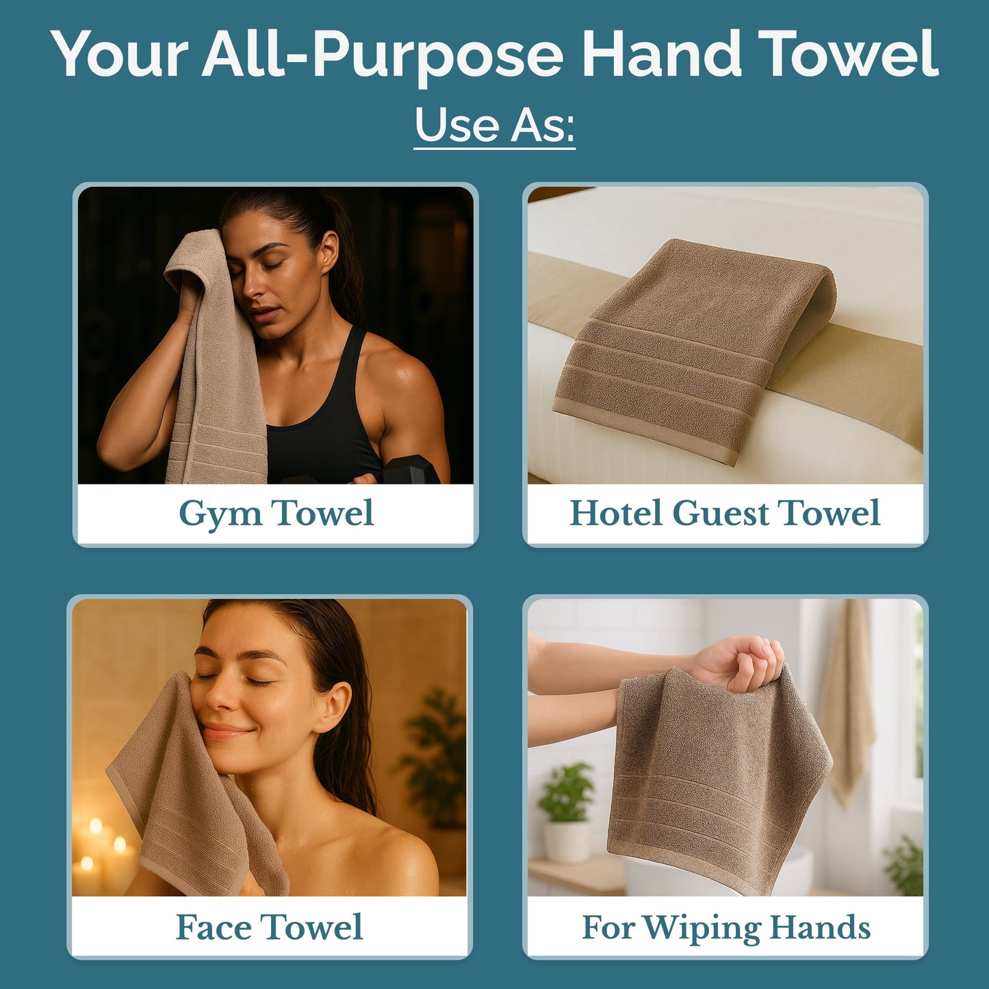 4-Piece Cotton Hand Towels Set cp-gallery: color=Brown; size=4 Piece Set