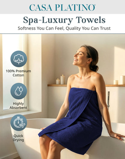 8-Piece Cotton Bath Towel Set cp-gallery: color=Navy; size=8 Piece Set