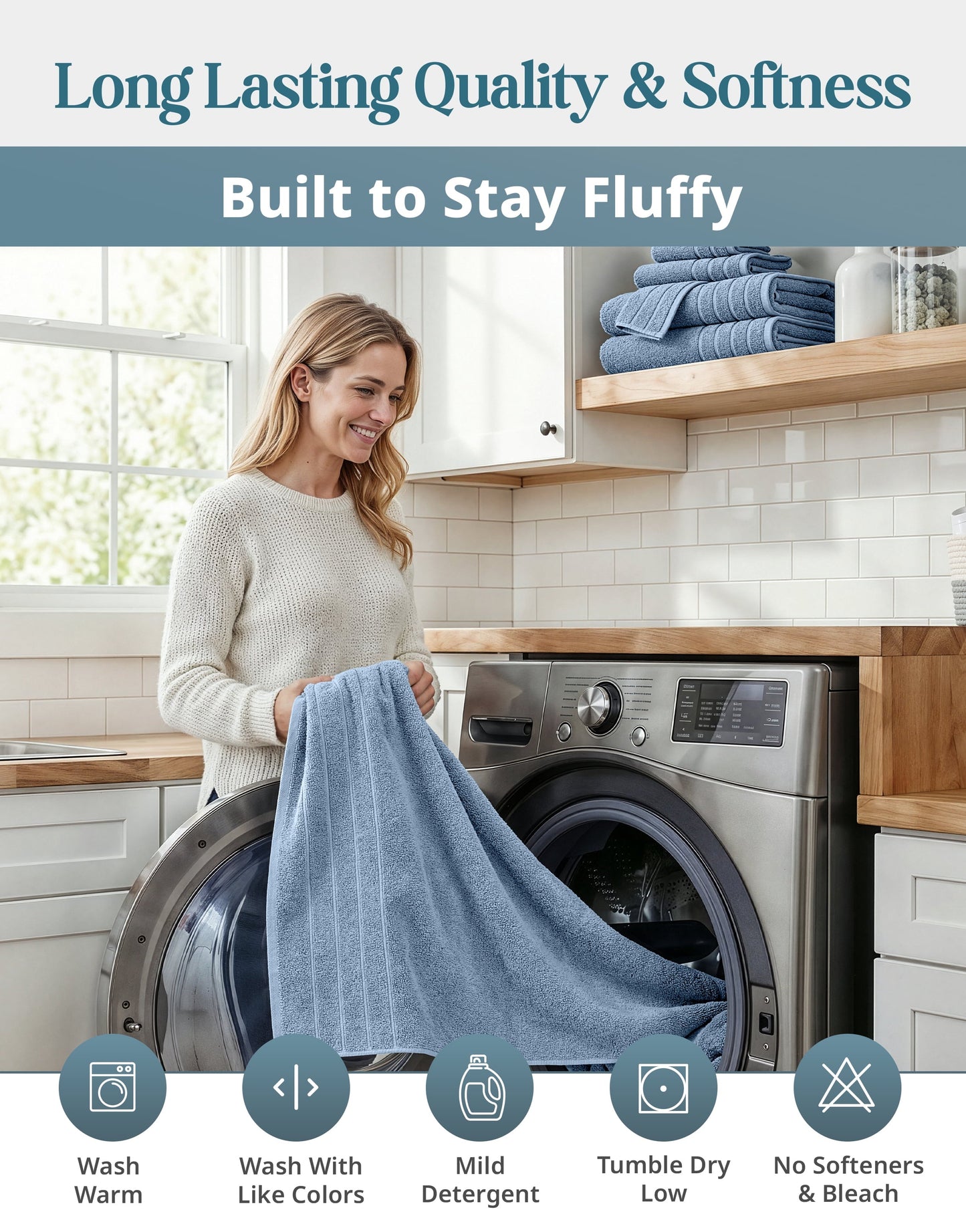24-Piece Cotton Bath Towel Set cp-gallery: color=Cerulean Blue; size=24 Piece Set