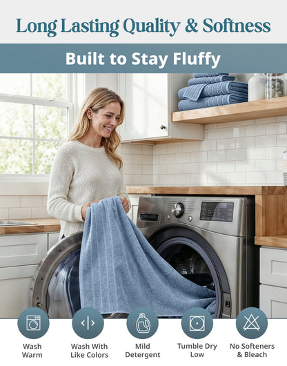 24-Piece Cotton Bath Towel Set cp-gallery: color=Cerulean Blue; size=24 Piece Set