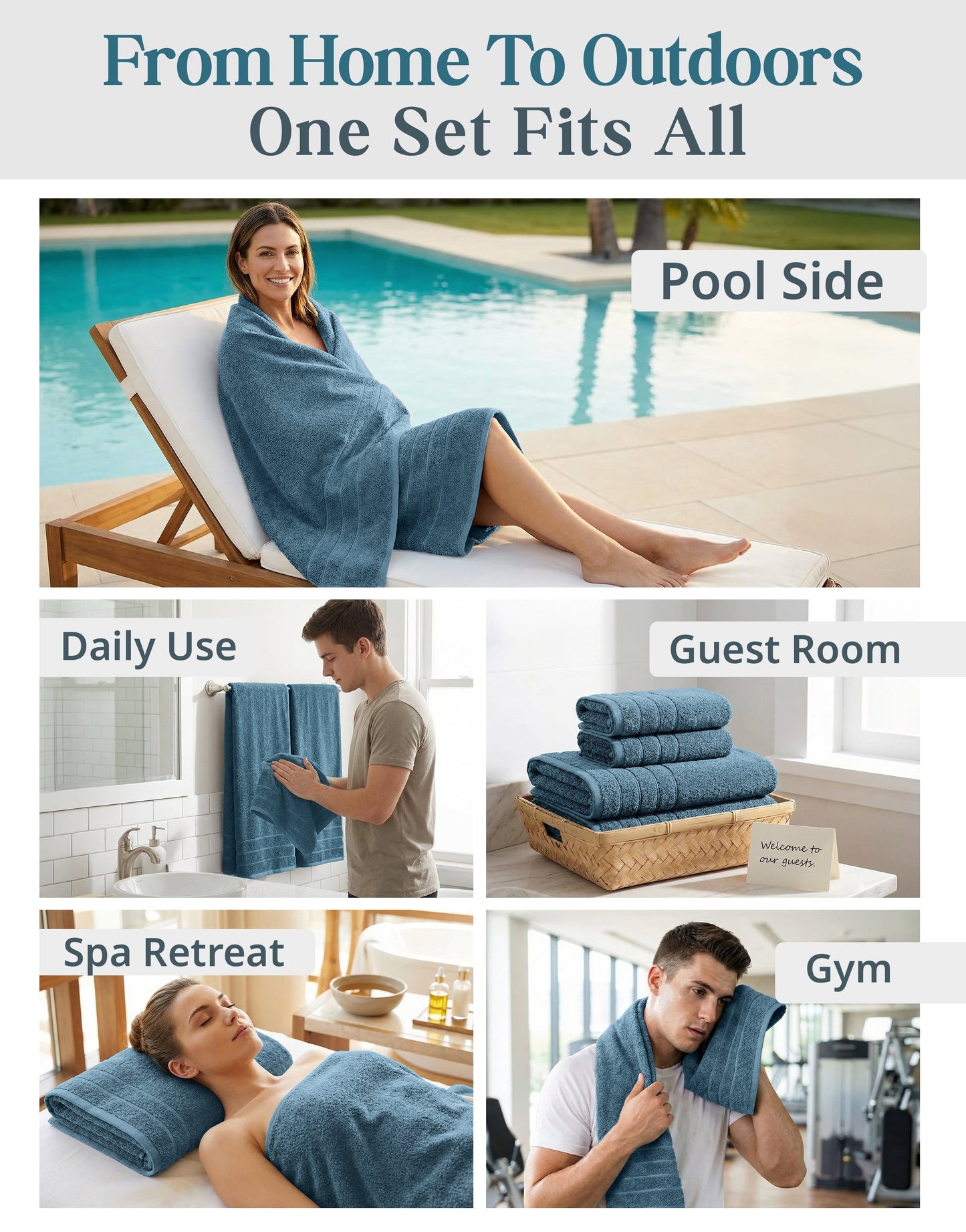 8-Piece Cotton Bath Towel Set cp-gallery: color=Steel Blue; size=8 Piece Set
