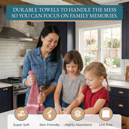 Herringbone Kitchen Towel Set cp-gallery: color=Red Chambray; size=12 Piece Set