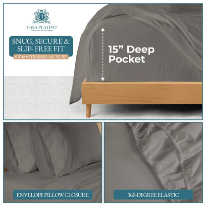 600 Thread Count Cotton Sheet Set cp-gallery: color=Charcoal