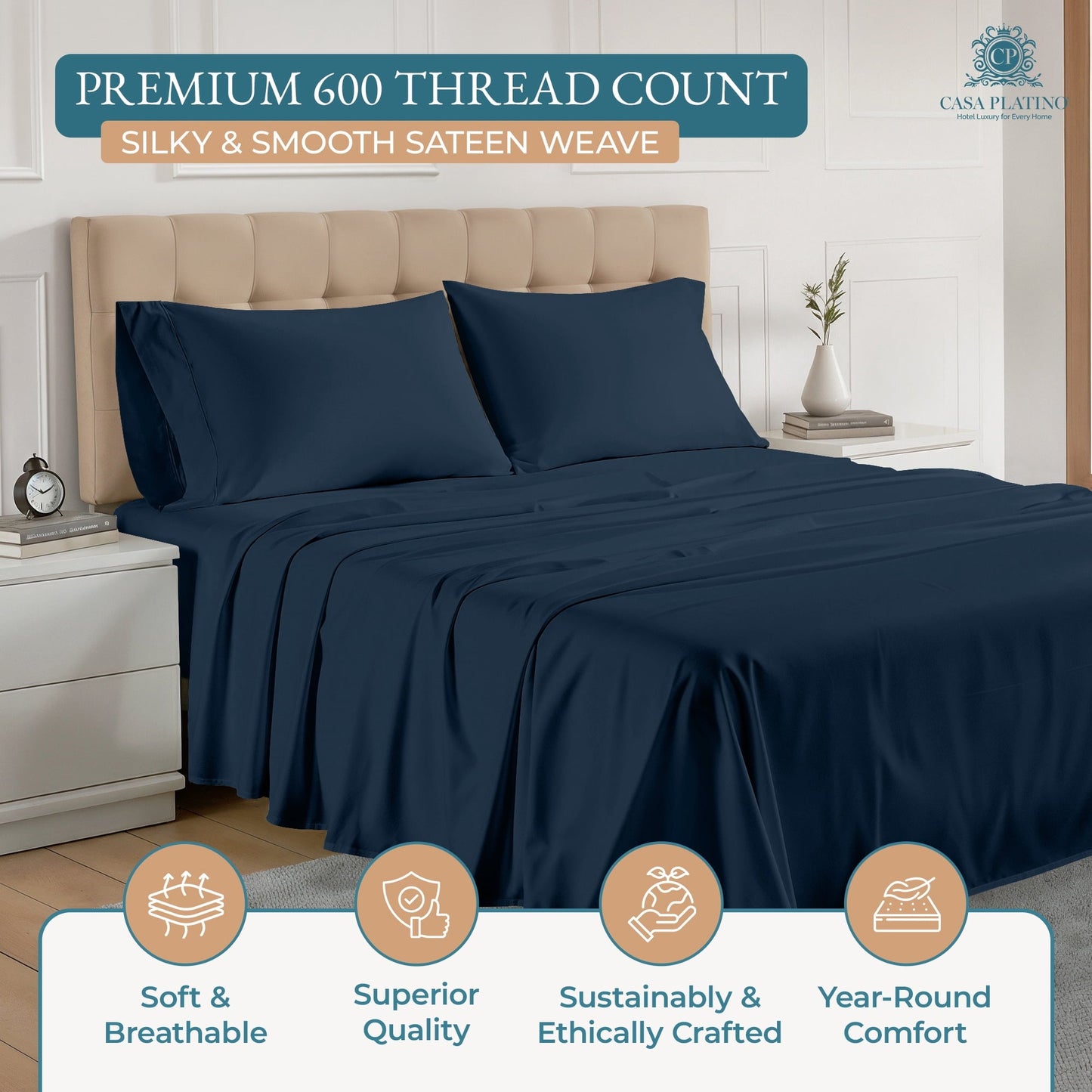 600 Thread Count Cotton Sheet Set cp-gallery: color=Denim