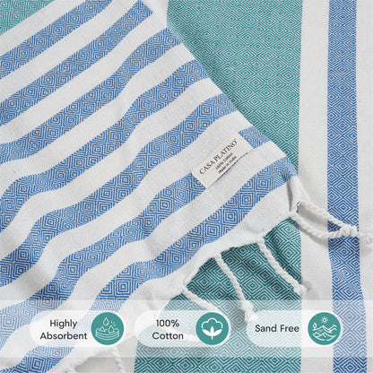 6-Piece Hammam Beach Towels Diamond Weave Set cp-gallery: color=Old Glory Teal; size=6 Piece Set