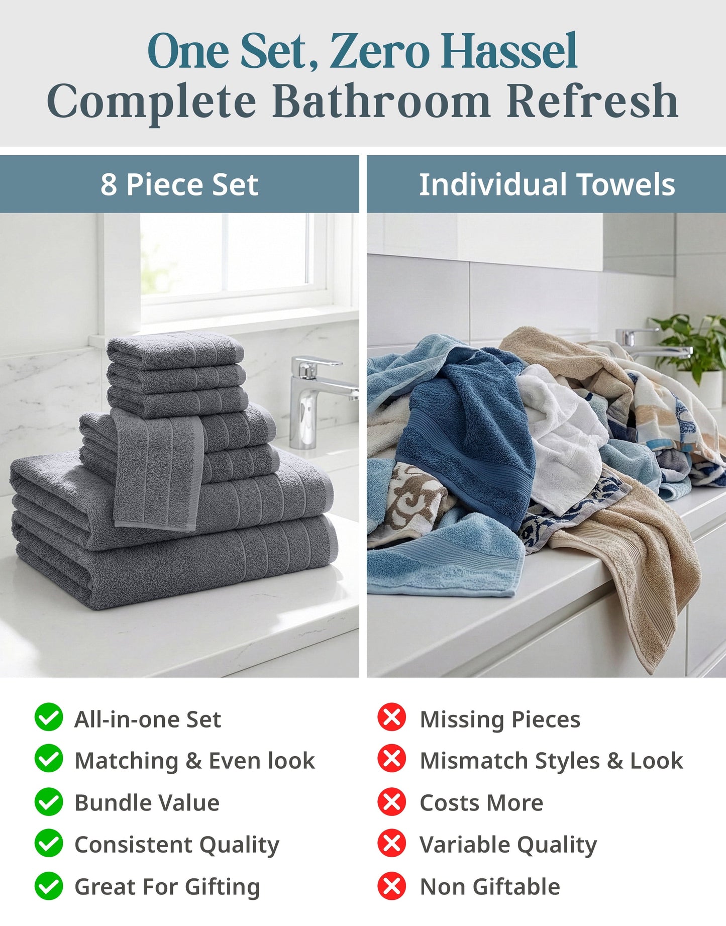 8-Piece Cotton Bath Towel Set cp-gallery: color=Cool Grey; size=8 Piece Set