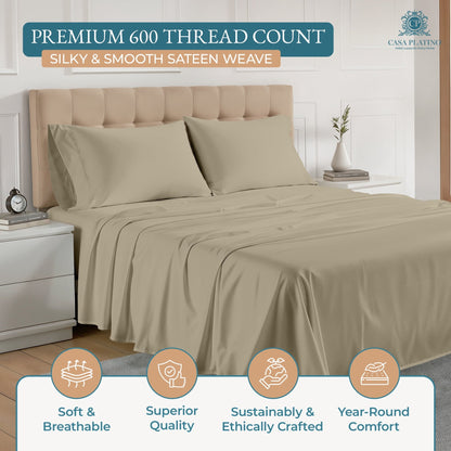 600 Thread Count Cotton Sheet Set cp-gallery: color=Linen