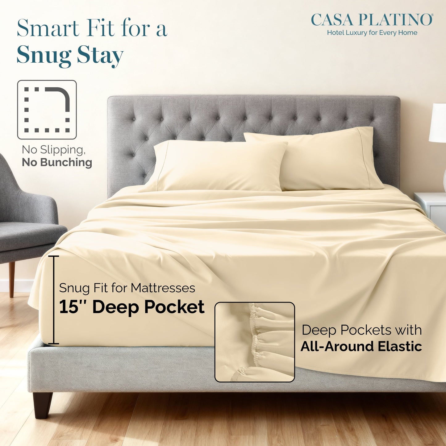 1000 Thread Count Egyptian Cotton Sheet Set cp-gallery: color=Ivory