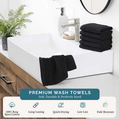 6-Piece Cotton Washcloths Set cp-gallery: color=Black; size=6 Piece Set