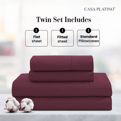 Percale Cotton Sheet Set cp-gallery: color=Windsor Wine; size=Twin