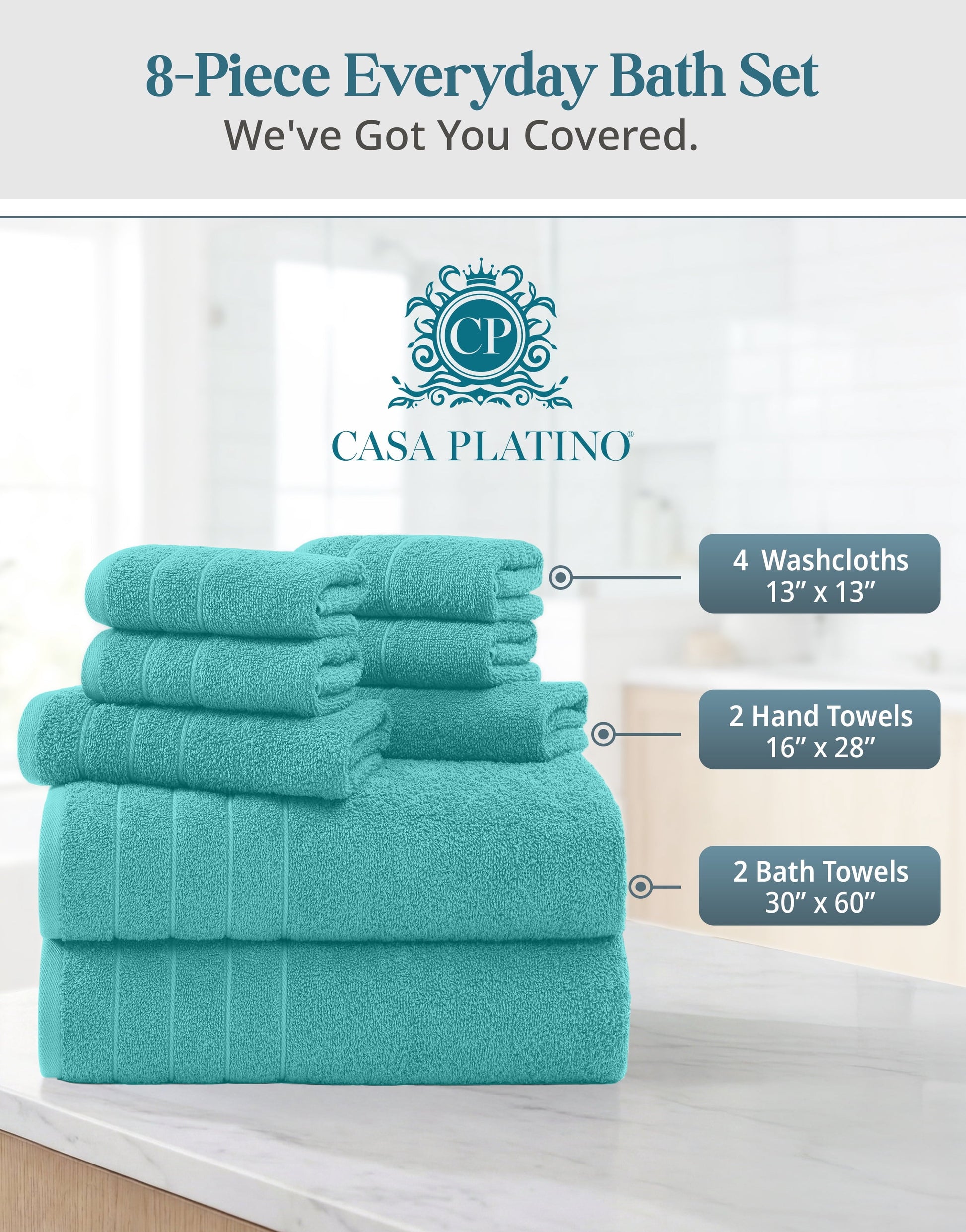 8-Piece Cotton Bath Towel Set
