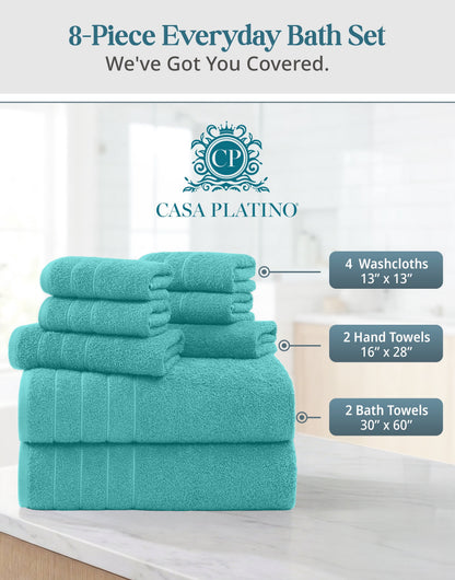 8-Piece Cotton Bath Towel Set cp-gallery: color=Aqua Sky; size=8 Piece Set