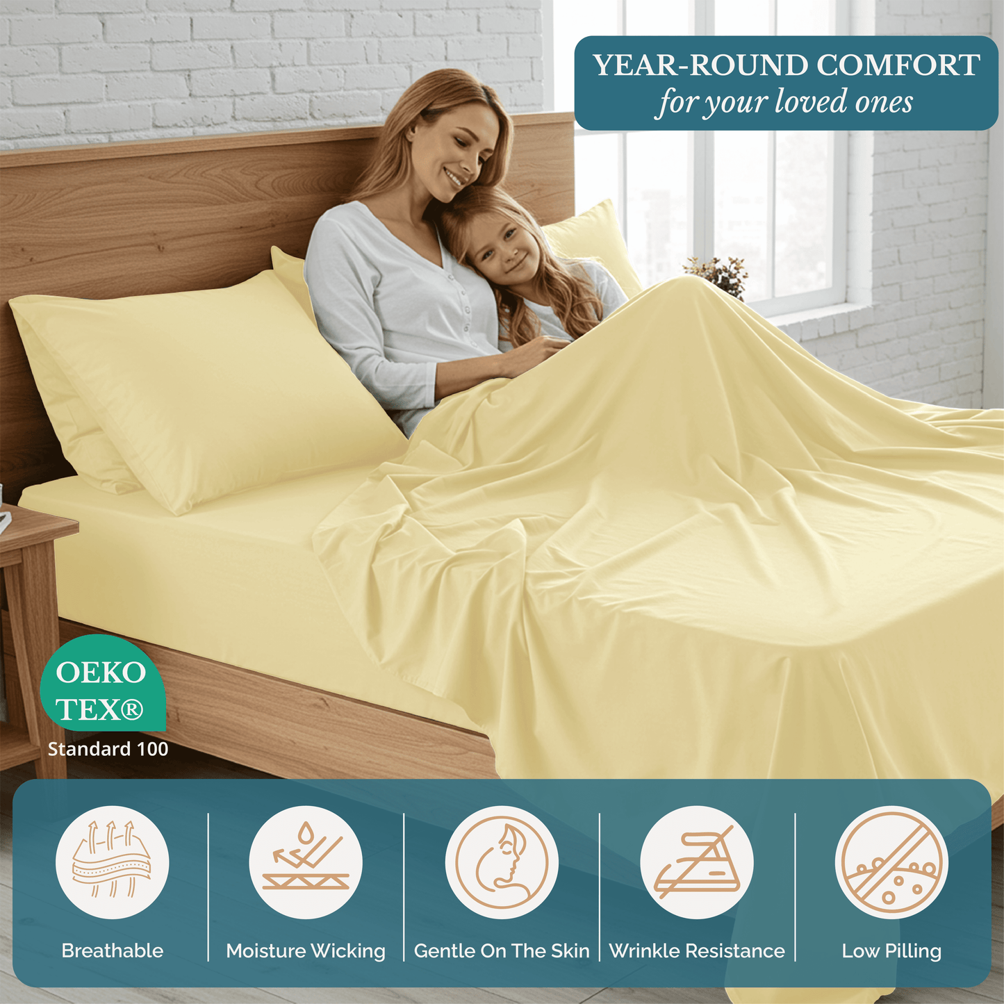 Washed Microfiber Sheet Set cp-gallery: color=Vanilla