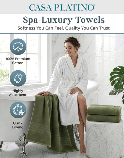 4-Piece Cotton Bath Towels Set cp-gallery: color=Oil Green; size=4 Piece Set