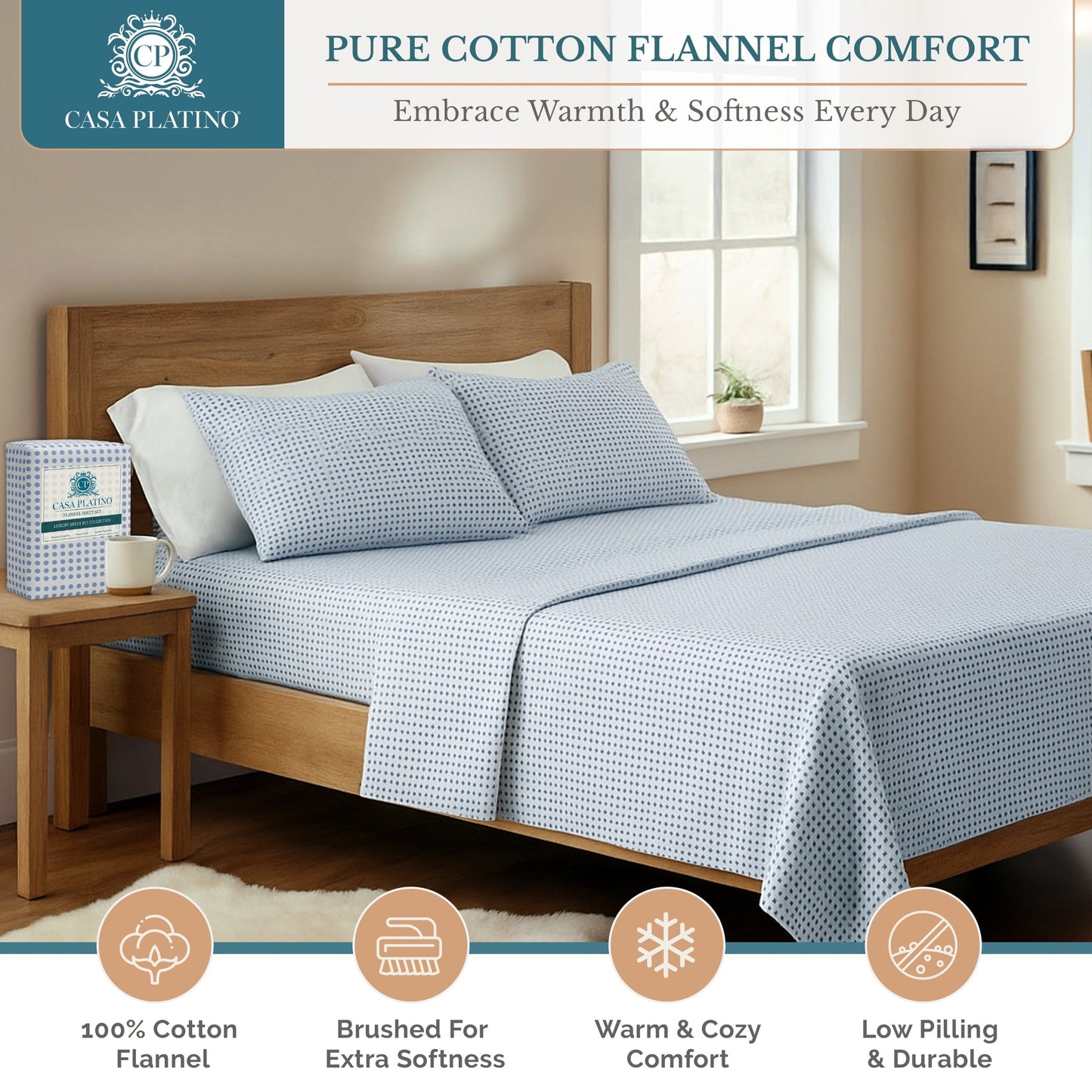 Flannel Sheet Set cp-gallery: color=Polka Dot Blue