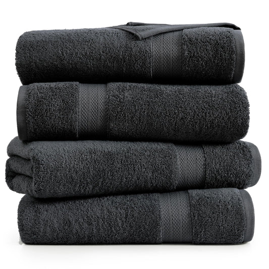 Lane Linen 4 Piece Bath Sheet Set - Black