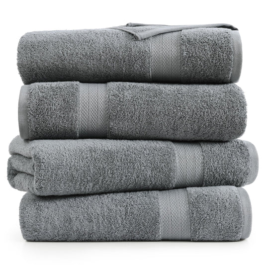 Lane Linen 4 Piece Bath Sheet Set - Cool Grey