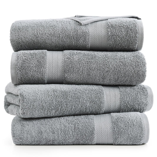 Lane Linen 4 Piece Bath Sheet Set - Grey