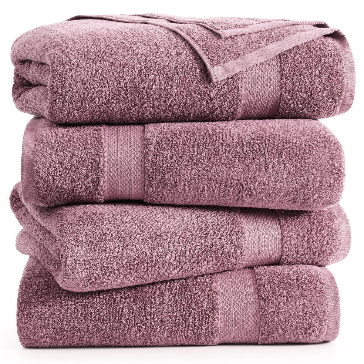 Lane Linen 4 Piece Bath Sheet Set - Wishful Mauve