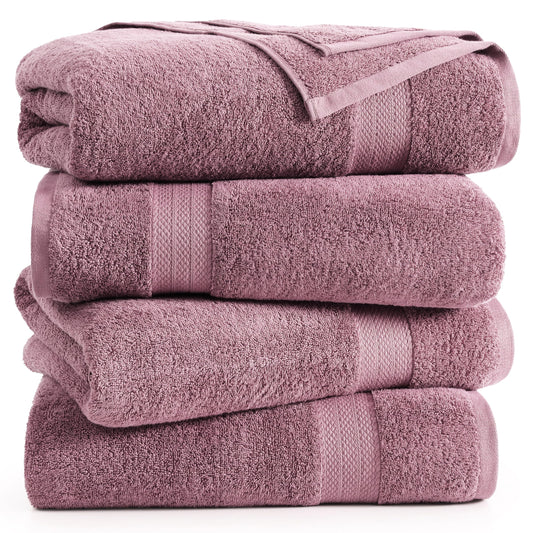 Lane Linen 4 Piece Bath Sheet Set - Wishful Mauve