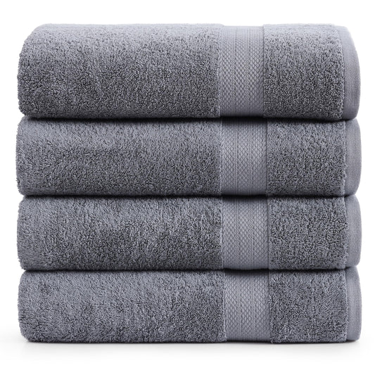 Lane Linen 4 Piece Bath Towel Set - Cool Grey