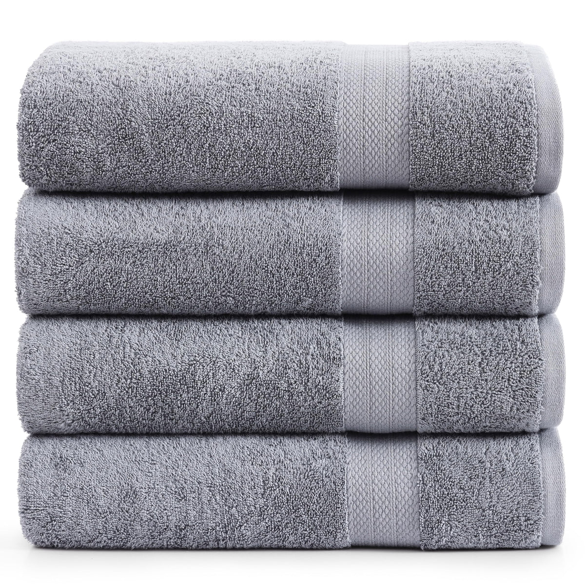 Lane Linen 4 Piece Bath Towel Set - Grey