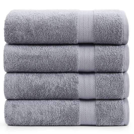 Lane Linen 4 Piece Bath Towel Set - Grey