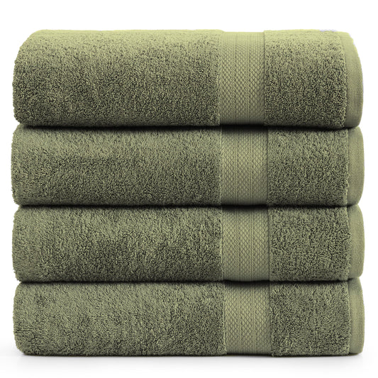 Lane Linen 4 Piece Bath Towel Set - Oil Green