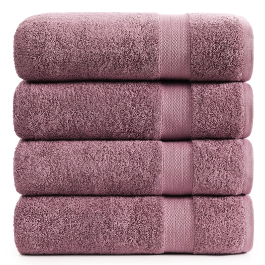 Lane Linen 4 Piece Bath Towel Set - Wishful Mauve