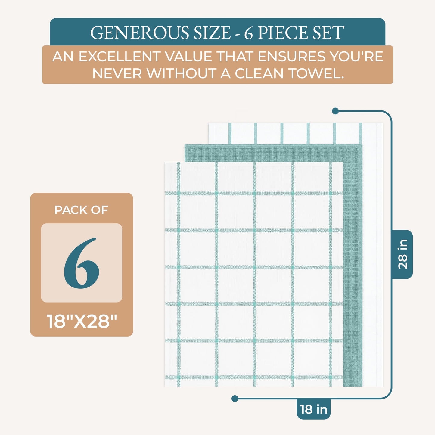 Multi-Weave Kitchen Towel Set cp-gallery: color=Aqua; size=6 Piece Set