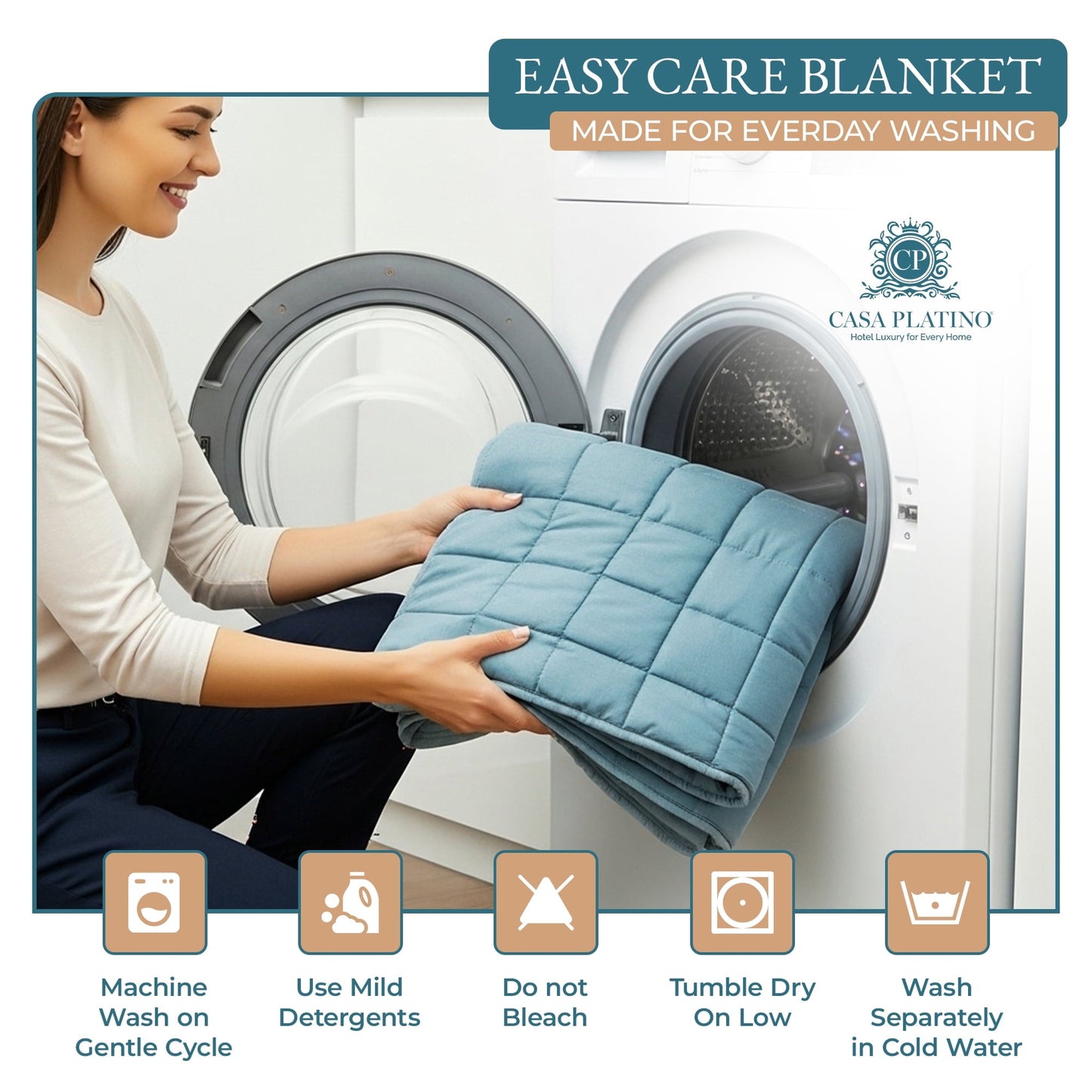 Quilted Bed Blanket cp-gallery: color=French Blue