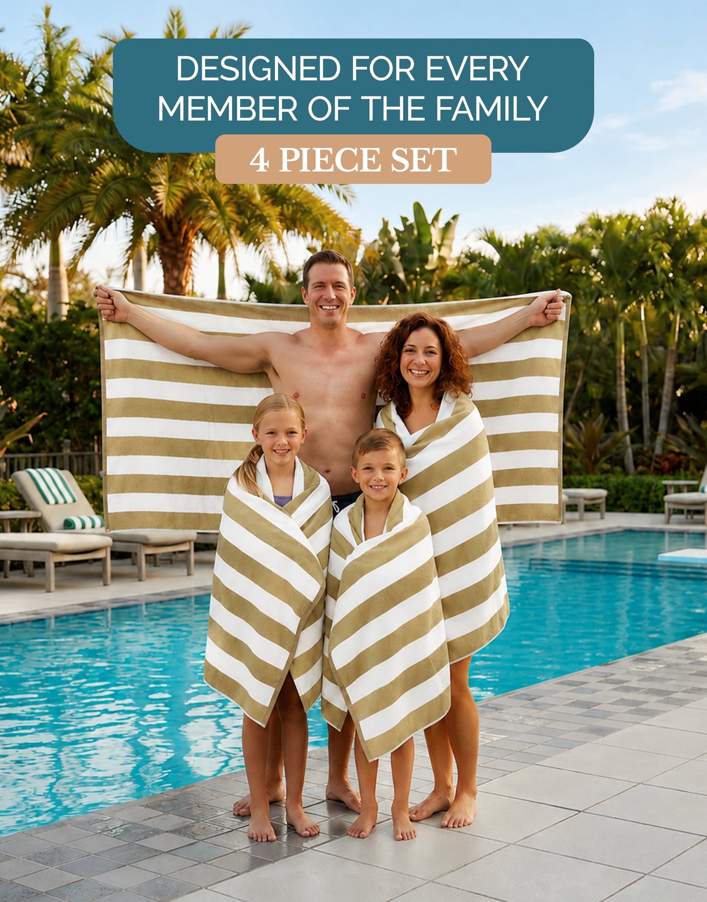 4-Piece Cabana Beach Towel Set cp-gallery: color=Beige; size=4 Piece Set