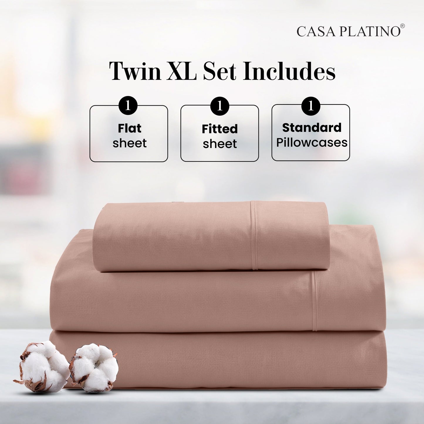 Percale Cotton Sheet Set cp-gallery: color=Sepia Rose; size=Twin-XL