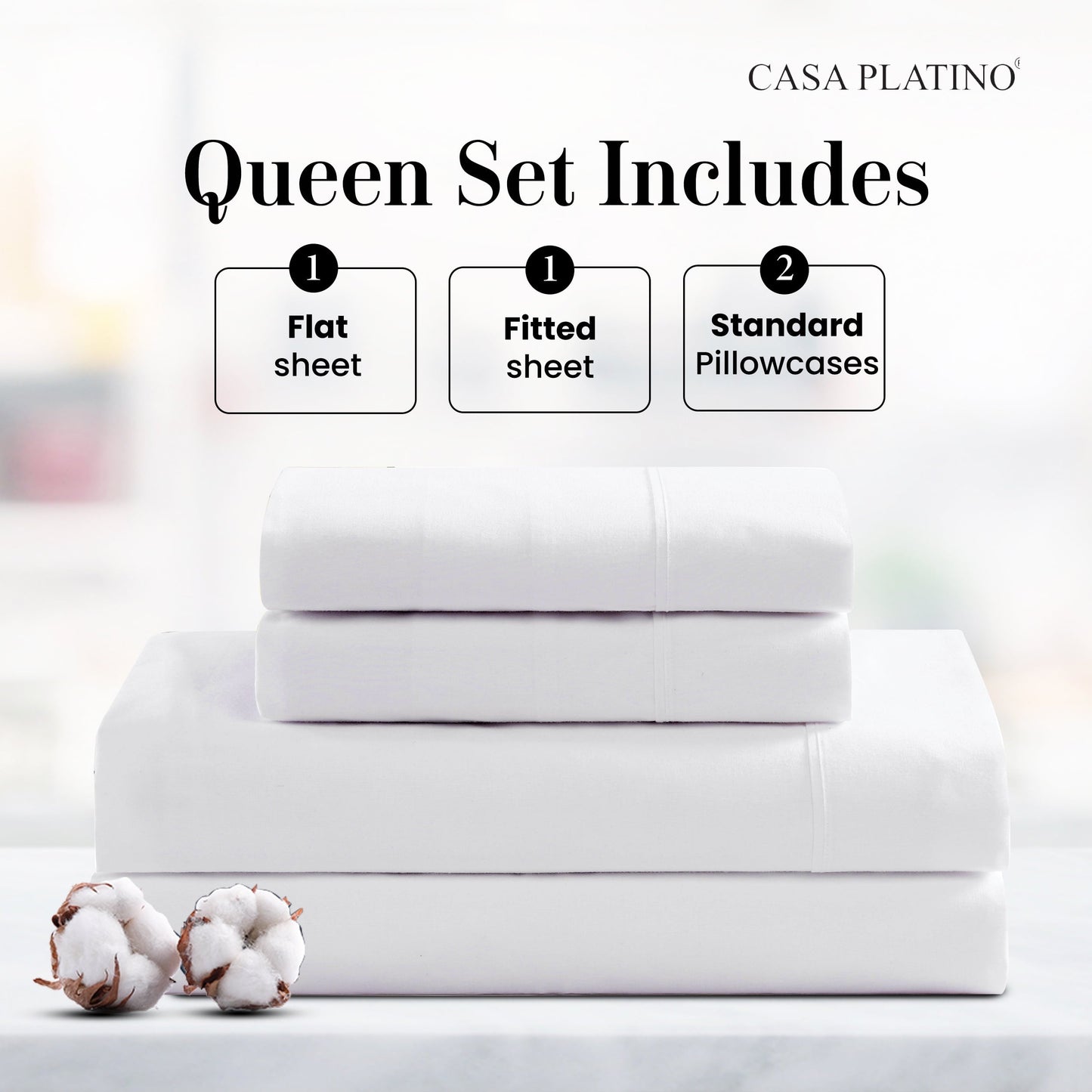 Percale Cotton Sheet Set cp-gallery: color=White; size=Queen