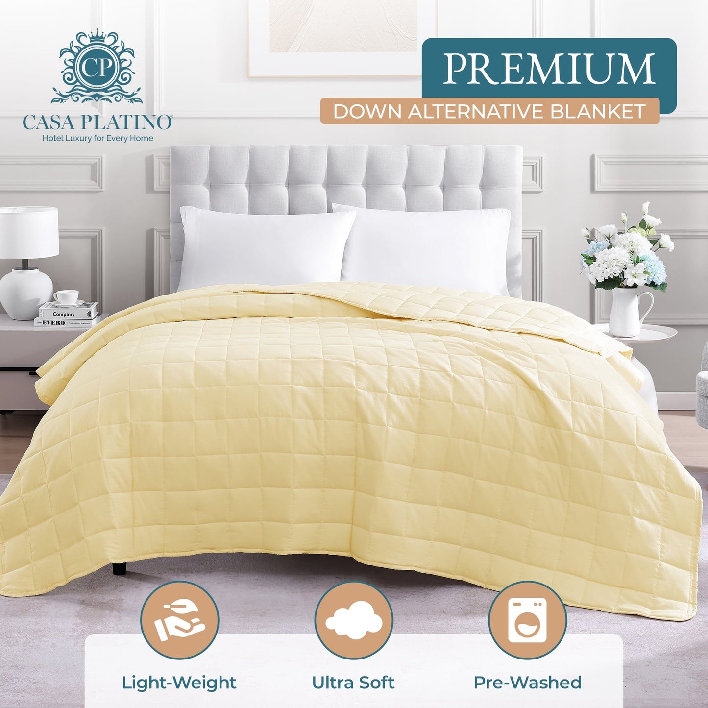 Quilted Bed Blanket cp-gallery: color=Vanilla